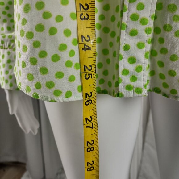 Crown & Ivy 100% Cotton, Green & White Polka Dot Print Button Down Shirt Small - Picture 7 of 13